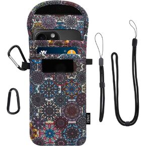 Cell Phone Pouch Bag 3.74x7 Inch,Nylon Phone Sleeve Carrying Case with Neck Lanyard & Carabiner Clip, Fit Not More Than 6.9 inch Smartphone, Compatible for iPhone 16 Pro Max, Black