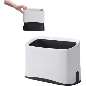Cat Litter Scoop Holder Universal Scooper Storage Caddy for Most Kitty Poop Shovel, Durable Pet Pooper Stand Works with Plastic/Metal Waste Scoops, Double-Layer Mini Desktop Trash Can, White