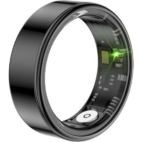 Smart Ring for Men & Women, Health Tracker Fitness Ring with Heart Rate, Blood Oxygen, Sleep Tracker, Step Counter and IP68 Waterproof & Long Endurance, No APP Subscription (Black,10#)
