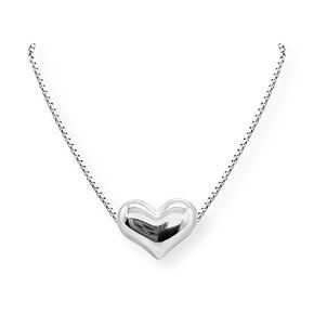 Heart Necklace for Women, Sterling Silver Floating Puffed Heart Necklace, Birthday or Valentine's Day Present for Mom, Wife, Girlfriend, or Daughter (19 inches plus 2-inch extender)