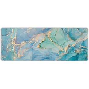 Teal Gaming Mouse Pad, Large Non-Slip Rubber Base Mousepad Keyboard Mouse Mat Desk Pad with Stitched Edges 35.4x15.7 inch