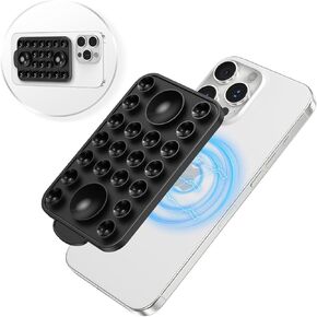 YWXTW Suction Phone Grip for Cell Phone, Universal Upgraded Grippy Magnetic Suction Cup for MagSafe Case, for YouTube Creators Influencers Taking Photo Recording Video Live Streaming Windshield, White