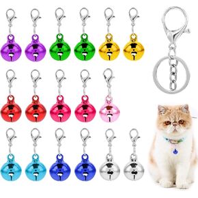 18Pcs Cat Dog Collar Bells, Loud Bell for Cat Collar, Pet Bell Collar Charms with Loud Crisp Sound, Pet Tracker Bells, Keychain Hanging Lobster Buckle Bell