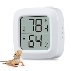Reptile Tank Thermometer, Mini Digital Hygrometer Thermometer Gauge, Indoor Outdoor Temperature Humidity Meter for Greenhouse Humidors Incubators Reptile Terrarium Jars, Fahrenheit (℉) or Celsius(℃)