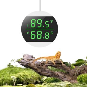 Newest Reptile Tank Thermometer, USB Power Supply LED Digital Reptile Thermometer Hygrometer, 10s Refresh Speed, ±1.8℉ High Precision, Terrarium Thermometers for Reptile (Power Plug not Included)