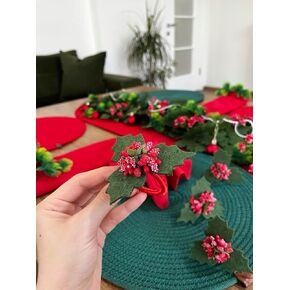 Set of 6 Handcrafted Felt Napkin Rings with Elegant Kokina Details for Stylish Dining and Celebrations, Christmas Rings