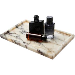 Real Luxurious Natural Marble Tray Genuine Marble Storage Tray for Home Decor Stone Tray for Bathroom/Kitchen/Vanity/Dresser Non-Resin (Engraving Tray-Purple, 300mm*200mm)
