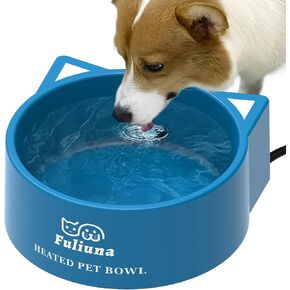 Heated Water Bowl for Outdoor Dog & Cat, Large Heated Dog Bowl Provides Drinkable Water in Winter, Outside Heated Pet Bowl with 78.7in Anti Chew Cord for Dog Cat Bird Chicken Duck,108 OZ/30W.