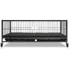 Homey Pet 43" Dog Whelping Box for Puppies, Metal Whelping Box for Small Breed Dogs with Washable Plastic Floor, Removable Tray and Lockable Wheels