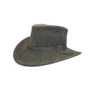 Koala Distressed Leather Crushable Cowboy Hat For Men and Women (Medium, Koala, Olive)