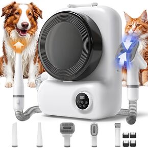 Dog Grooming Vacuum and Dryer, Pet Grooming Vacuum for Dogs with 3 Liter Canister, 15000Pa Suction Dog Vacuum for Shedding Grooming, Extra Space for Storage for 5 Grooming Kits