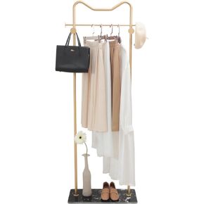 Clothing Rack Marble Base Metal Modern Design Coat Rack Stand for Hanging Clothes Rack Stand for Bedroom Standing Garment Rack Heavy Duty Coat Hanger Freestanding Hanger,Gold