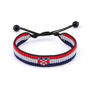 Croatia Flag Bracelet, Adjustable, Boho Style Rope Bracelet for Women, Men, Thread String