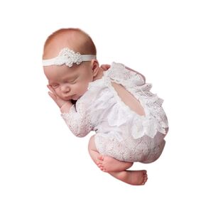 Elegant White Chiffon Pearl Headband for Baby Girls and Toddlers (0-3 Months)