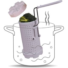 Nutri Steamer Basket 4 in 1 - Premium Platinum Silicone Vegetable Steamer and Strainer, Compatible with Instant Pot 8qt + 100% Food safe, Kitchen Device for Steaming, Boiling, Baking and Storing