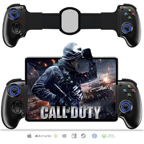 Mobile Cloud Gaming Controller for iPhone 16/15/14, iPad, Tablet, Android/PC/Switch/PS3/PS4 Gamepad Joystick with Turbo, Streaming on PS4/Xbox/PC, Hall Effect/Hall Trigger, 6-Axis Gyro Sensor Black