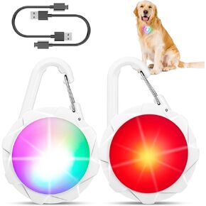 Dog Lights for Night Walking, 2 Pack 4 Modes Dog Collar Light, IP68 Waterproof Dog Light, 700 mAh High Capacity USB Rechargeable Dog Safety Light for Night Cycling, Climbing, Camping
