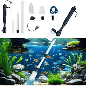 Electric Fish Tank Cleaner, Aquarium Gravel Cleaner Kit, Electric Fish Tank Cleaning Tools, Adjustable Length Fish Tank Gravel Cleaner Vacuum, for Change Water, Wash Sand, Remove Dirt (A)