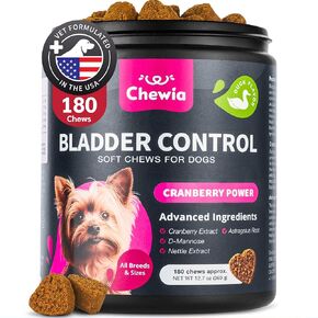 Dog UTI Treatment - Dog Cranberry Supplement for Bladder & Kidney Health, Urinary Tract, Incontinence Support - Cranberry Supplement for Dog Incontinence - Bladder Control Cranberry Chews
