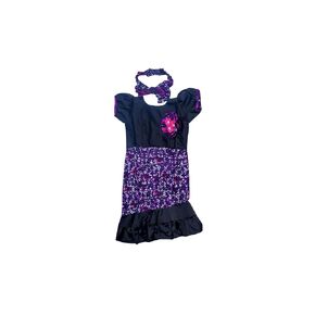 Jaelo Girls African Print Ankara Style Dress with matching head band (8 years, A)