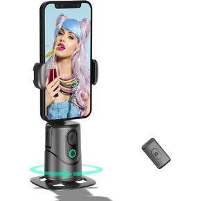 Auto Face Tracking Phone Holder,No App Required,360° Rotation Phone Camera Stand with Remote and Gesture Control, Smart Shooting Stand for Vlog/TIK Tok Live Streaming YouTube Video Recording