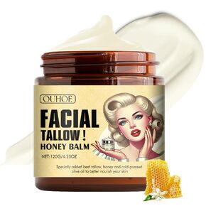 Tallow and Honey Balm for Face - Beef Tallow for Skin - Moisturizing Grass Fed Beef Tallow - Nourishing Facial Moisturizer with Raw Honey - Hydrating Body Butter for Dry Skin - Anti-Aging Body Cream