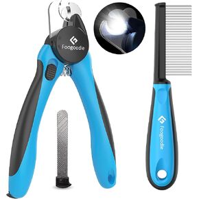 Dog Nail Clippers with Light, 2 in 1 Dog Nail Trimmers with Safety Guard & Quick Sensor to Prevent Over-Cutting, Includes Pet Grooming Comb & Nail File, Ideal for Cats & Dogs