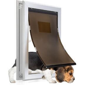 Durable Pet Door, Aluminum Door for Dog and Pets, X-Large Doggie Door with Automatic Closing Magnetic Flaps, Ideal for Interior and Exterior Doors, Screen and Wall, Weather Resistant