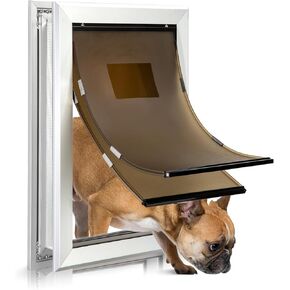 Durable Pet Door, Aluminum Door for Dog and Pets, X-Large Doggie Door with Automatic Closing Magnetic Flaps, Ideal for Interior and Exterior Doors, Screen and Wall, Weather Resistant in Kuwait