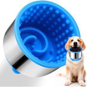 AIERSA Dog Freeze Bowl, Lick Bowl for Dogs, Upgraded Metal Anti-Chew Prottection, Slow Eating Dog Bowl, Dog Peanut Butter Lick Bowl,Silicone Slow Feeder Dog Bowls for Large Small Puppy Dogs