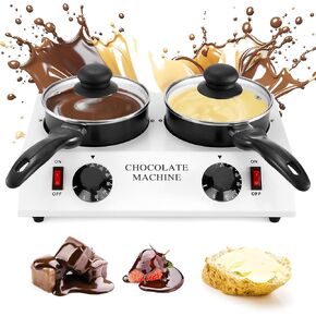 Professional Chocolate Tempering Machine, 2 Pots 80W Commercial Electric chocolate Butter melter, 110V High Performance Electric Tempering Machine for Home