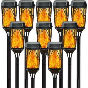 8-Pack Upgraded Solar Halloween Lights Outdoor, Solar Torch Light with Flickering Flame, Solar Flame Torch for Garden Decorations, Waterproof Solar Outdoor Lights for Party Yard Halloween Decoration