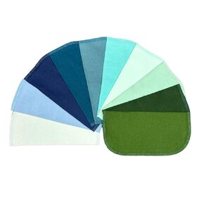 2 Ply Solid Flannel 8x8 Inches Set of 10 Blues and Greens- Proudly Made in the USA!
