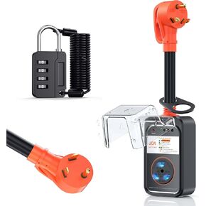 RV Surge Protector 30 Amp Waterproof,9800 Joules Upgraded RV Circuit Analyzer with Waterproof Cover, RV Power Voltage Protection Guard Camper Accessories for Travel Trailers(Orange)