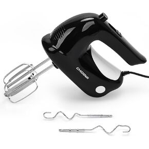 5-Speed Hand Mixer Electric Handheld，300 W Electric Whisk with 4 Stainless Steel Accessories，Electric Hand Mixer for Baking Cakes, Eggs, Cream （Black）