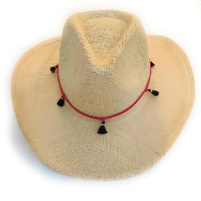 Suede Hat Band Knotted Tassels Adjustable Bolo Closure Red Black One Size