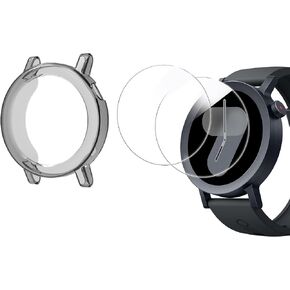 Compatible for CMF Watch Pro 2 Case, Lamshaw (2+1Pack) Tempered Glass Film Full Coverage + Soft TPU Protective Case Compatible for CMF Watch Pro 2 Smartwatch (1*Black case+2*Glass Film)