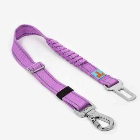 DF Co. Dog Seat Belt | Safe and Comfortable Dog Transportation | Adjustable Length, Anti-Shock Bungee, Universal Heavy Duty Clips | Purple
