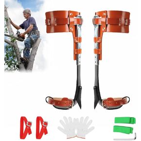 Tree Climbing Gear Set,Tree Climbing Spikes,Upgraded Tree Climbing Gear with Adjustable Length Design,Tree Climbing Tool Set for Logging,Tree surgen, Hunting (Brown)