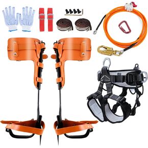 Tree Climbing Spikes Kit, Tree Climbing Gear, Arborist Tree Climbing Equipment with Adjustable Climbing Straps, Steel Core Flip Line, Triple Lock Lanyard Adjuster, Rock Climbing Kit for Tree Work