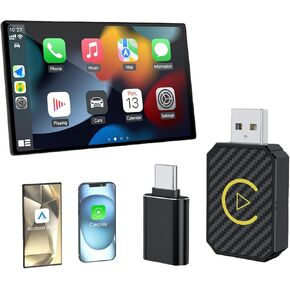 Mini Android Auto Wireless Adapter & Wireless CarPlay Adapter - USB CarPlay Wireless Stick Convert Wired to Wireless CarPlay Dongle-Fast Stable Connection Wireless Android Auto Adapter No Delay CR5