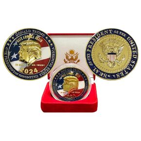 1oz 2024 Donald Trump "Save America Again" gold Plated Challenge Coin. Limited Collectors Edition Trump Coin, Donald Trump Commemorative Challenge Coin, Size 1.77"/45mm (Flag)