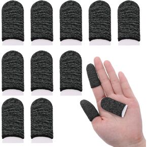 10 Pack Gamer Finger E-Sports Light Model Gaming Finger Sleeves Metal Fiber Thumb Sleeves Anti-Sweat Mobile Gaming Stabilizer Breathable Game Controller Finger Thumb Sleeve for All Touchscreen Devices