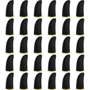30 Pcs Carbon Gamer Finger Thumb Sleeves Mobile Gaming Smooth Operation Stabilizer Sweatproof Breathable Thin Compression Support Glove Protector Seamless Screen Finger Cover