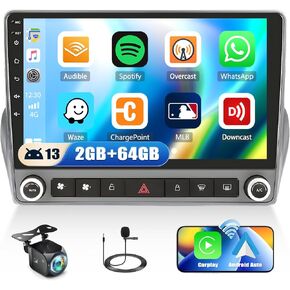 [4+64G]8-Core Android 13 Car Stereo for Chevrolet Chevy Camaro 2010-2015 with Wireless Carplay&Android Auto,9 Inch Car Radio with Mirror Link Bluetooth FM/RDS WiFi GPS Navigation SWC+AHD Backup Camera