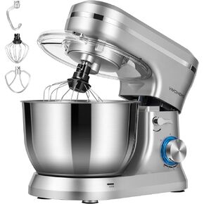 VIVOHOME 4.75 Quart Stand Mixer, 8 Speed Kitchen Electric Food Mixer, Household Stand Mixer for Baking, Cake, Bread with Beater, Dough Hook, Wire Whip and Egg Separator, Red