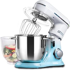 Kitchen in the box Stand Mixer, 4.5QT+5QT Two bowls Electric Kitchen Mixer, 10 Speeds Matte Finish Food Mixer with Egg Whisk,Dough Hook,Flat Beater (Frost White)