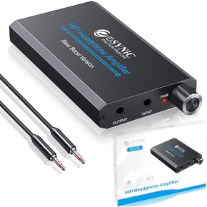 eSynic Professional 16-300Ω Bass Headphone Amplifier 3.5mm Portable Headphone Volume Amplifier Rechargeble Headphone Amp Aluminum Matte Headphone Amp with Bass Boost Function for MP3 MP4 Phones etc