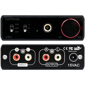 AOSHIDA Topping L30 II NFCA سماعة الرأس Amp Preamp، RCA إلى 6.35 مم مضخم سماعة الرأس، RCA Preoutput Preamplifier، صوت عالي الدقة 3500 ميجا واط × 2 مكبرات صوت/سماعات الرأس مع 3 إعدادات مكاسب (أسود)