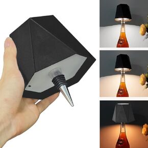 2PCS Black Wireless Liquor Wine Bottle Lamp Touch Dimmable 3 Color Stepless Bottle Light 2000mAh Battery Powered Lamp, Rechargeable LED Desk Lamp Shades for Bedroom, Restaurant & Bar